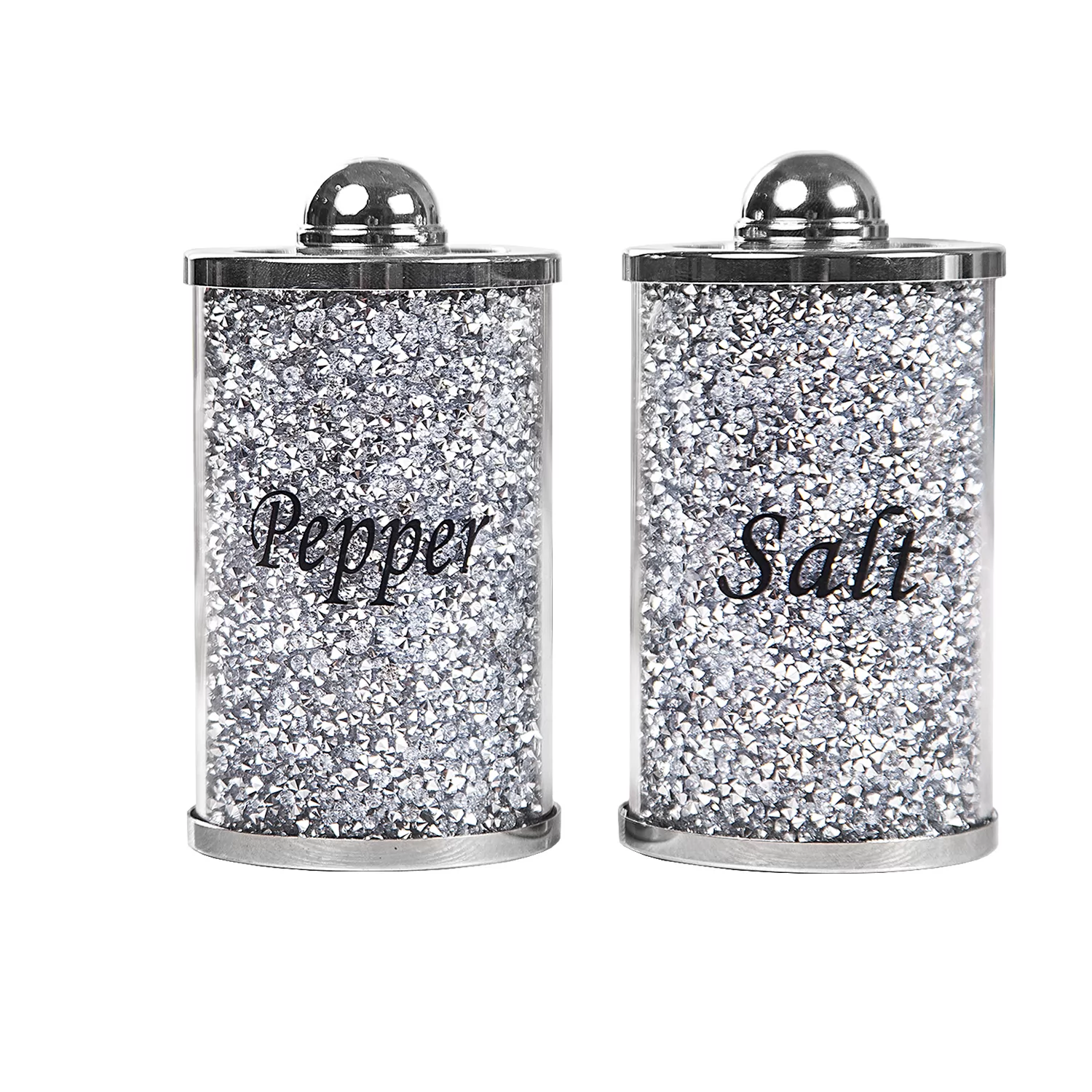 SHYFOY Glitter Stainless Steel Salt and Pepper Pots, Bling Salt & Pepper Bottle, Crushed Diamond Home Decor / SF-MP023