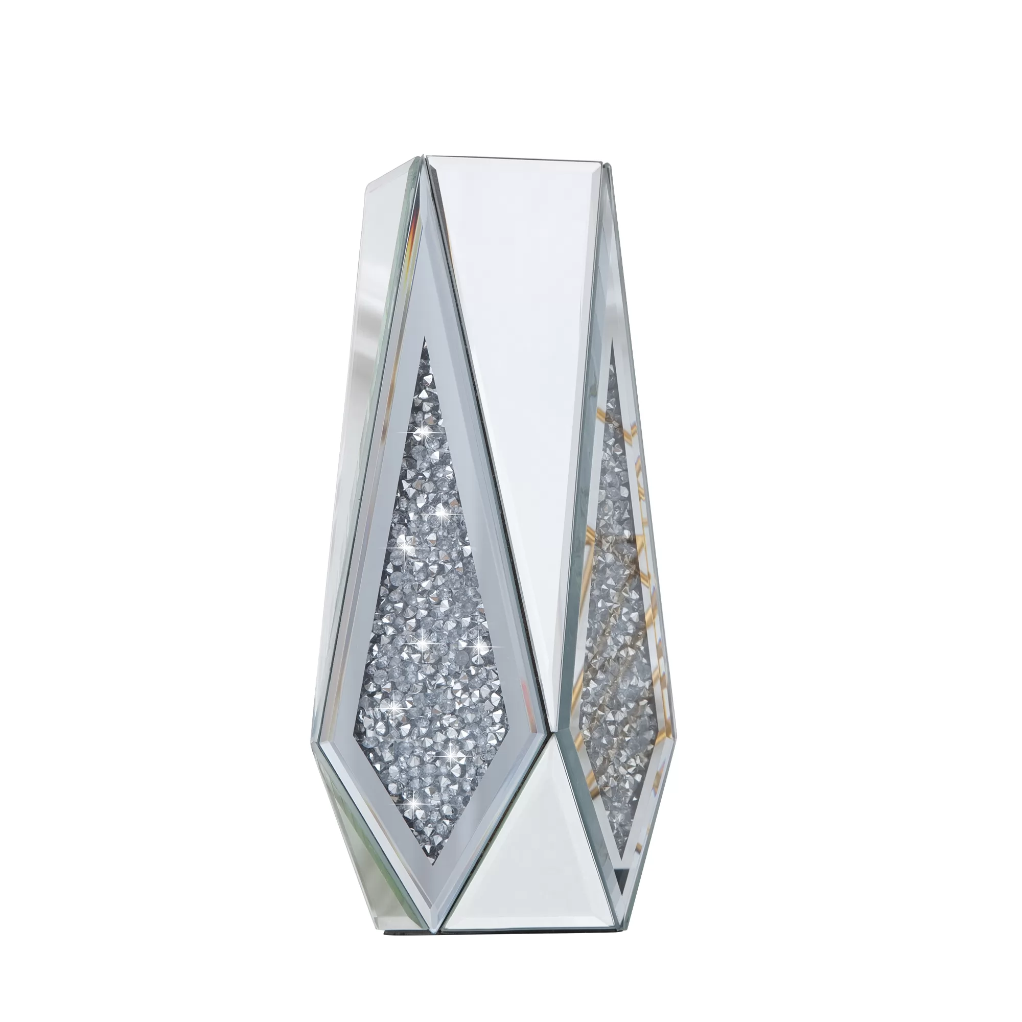 SHYFOY Crushed Diamond Mirror Vase Flower Vase, Silver Crystal Decorative Vase Glass Stunning Mirrored Vase Flower Luxury for Home Decor, Can’t Hold W