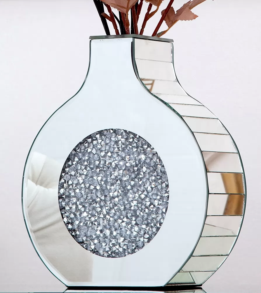 SHYFOY vase with broken diamond vase decoration, silver mirror crystal glass decorative vase luxury home decoration / SF-MP107